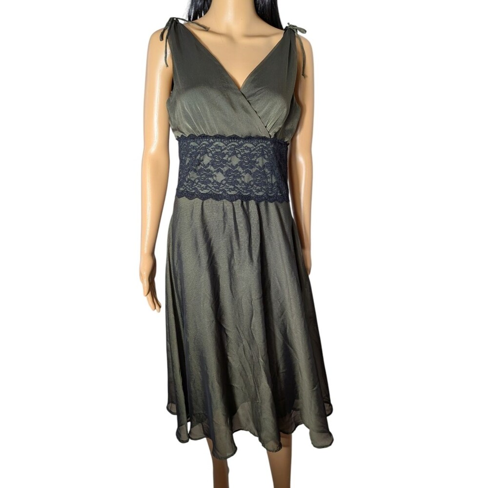 Connected Apparel Olive Green & Black Dress 10